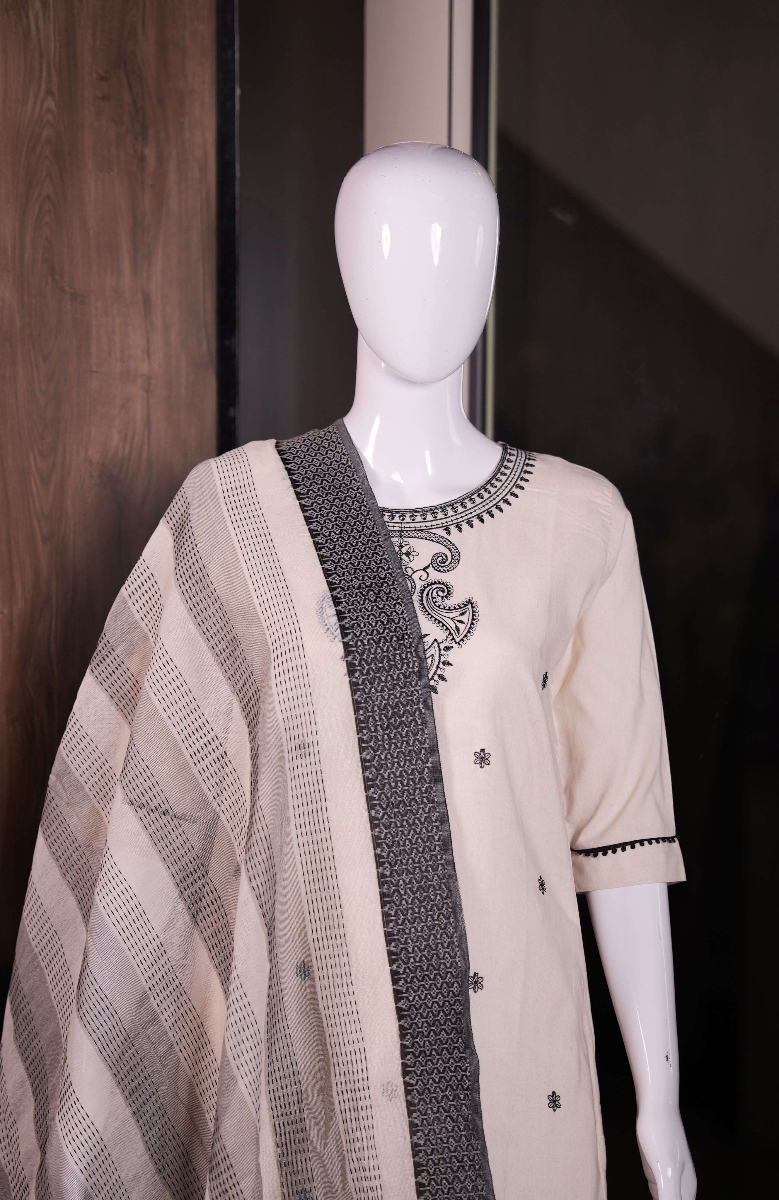 C 13 BOUTIQUE KHADI COTTON GRAY KURTI PANT CASUAL LOOK WHOLESALER PRICE SHOP